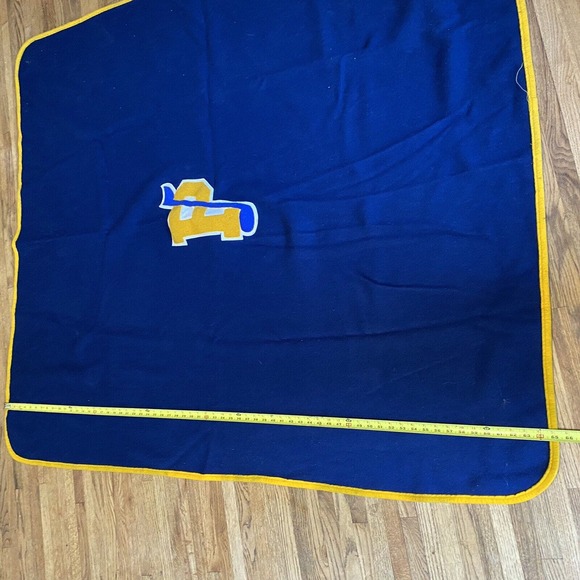 Blanket Gold P With Music Note High School Letterman Blanket Band Music Blue VTG - Picture 5 of 6